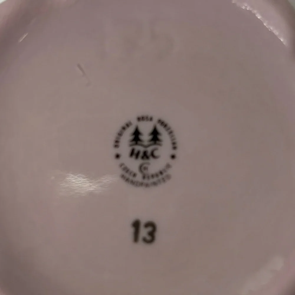 H & C Czech Original Rosa Porzelain Porcelain Mug Teacup Floral Spray Gold Trim